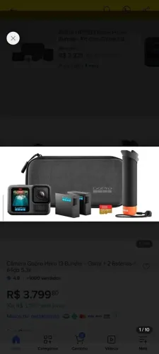 Câmera Gopro Hero 13 Bundle + Garra + 2 Baterias + 64gb 