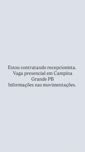 VAGA RECEPCIONISTA CG
