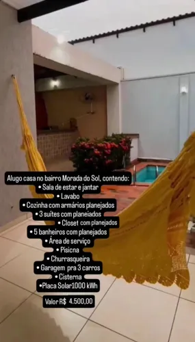 Casa na Morada do Sol, com 3 suítes e placa sola