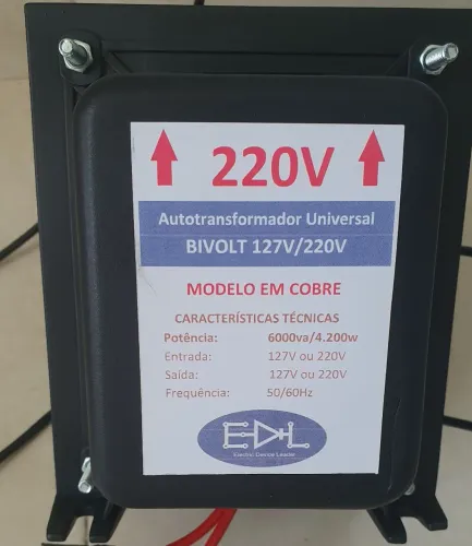 Transformador em Cobre 110 220V. 6000VA. 4600W. NOVO<br>6000VA 4600W<br>NOVO