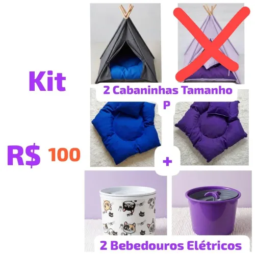 1 Cabana PET TAM P + 2 Bebedouros (Ganha brinde!)