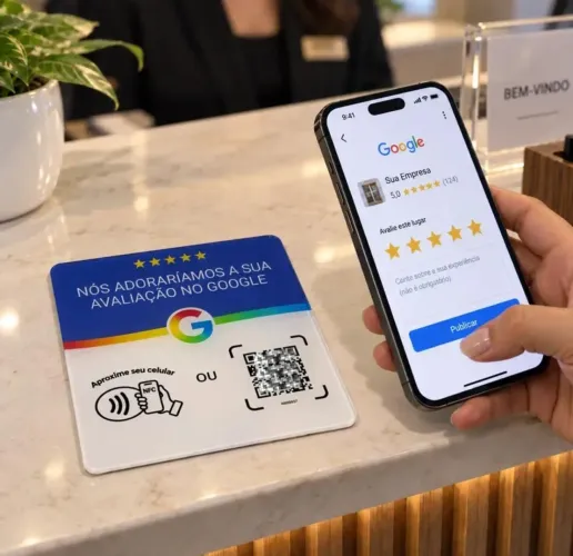 Placas Google NFC + QR Code<br>NFC + QR Code