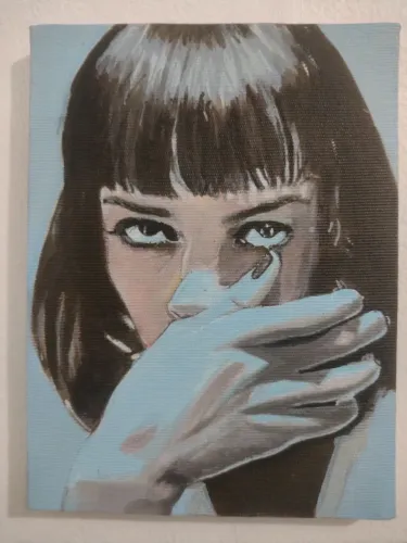 Pintura acrílico sobre tela 15x20 cm azul 