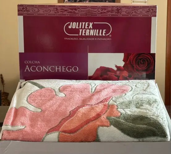 Colcha de Casal Jolitex Aconchego - Nova na Caixa (Toque Aveludado)
