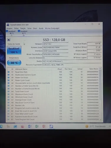 SSD SATA 3 128GB MUITO NOVO