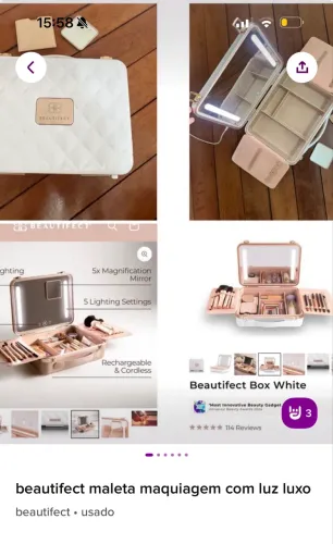 Beautifect maleta maquiagem com luz luxo