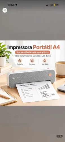 Impressora Portátil A4 - NÃO UTILIZA TINTA