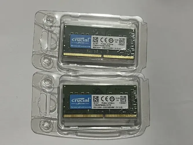 Kit 16GB (2x8GB) Memória RAM Crucial DDR4 3200MHz SODIMM Notebook Nova