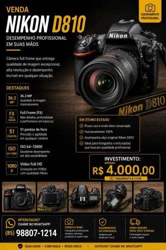 Nikon D810 Full Frame 36MP Profissional Excelente Estado