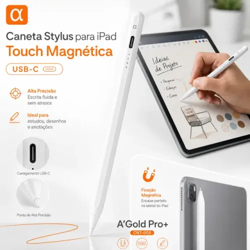 Caneta Stylus para iPad Touch Magnética USB-C A?Gold Pro+ CNT-005