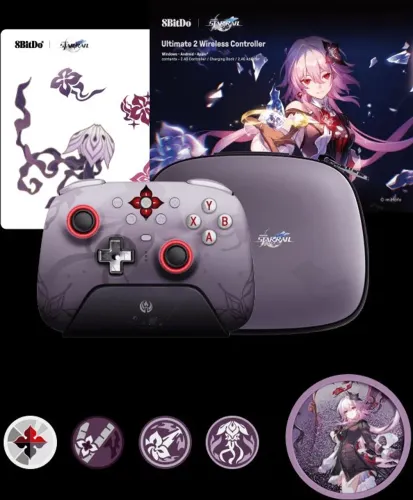Controle Honkai Star Rail 8BitDo Ultimate 2 Bluetooth Wireless + Case + Dock Carregamento