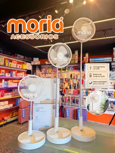 Ventilador Recarregável Silencioso Dobrável Portátil Sem Fio 7200mah Retrátil