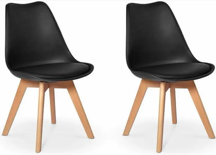 Conjunto 02 Cadeiras Eames Wood Leda Design - Preta