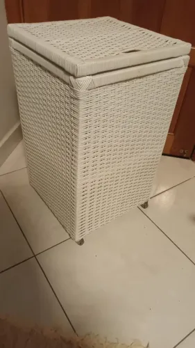 Cesto De Roupa Fibra Sintética Roupeiro 40x25x55 Branco