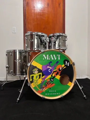Bateria Pearl Export Smokey Chrome 20 10 12 14 Seminova