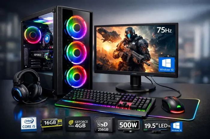 PC Gamer Completo 3green RGB - i5, 16GB, Placa 4GB + Monitor