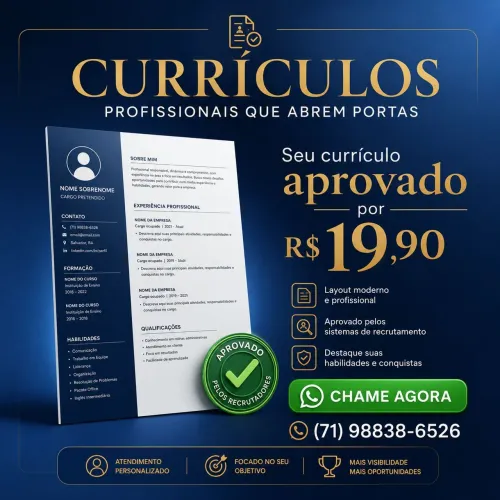 ? O CURRÍCULO PROFISSIONAL PARA SER CONTRATADO ?