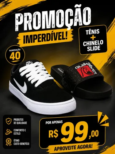 Tênis mais sandália slides promoção