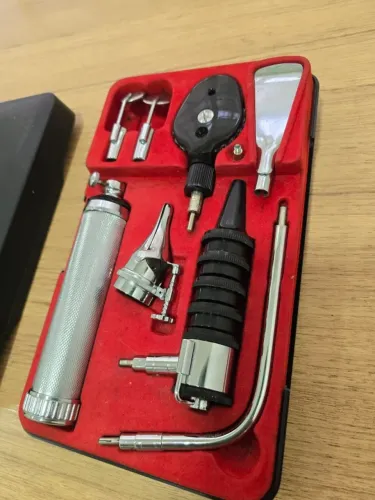 KIT OTOSCÓPIO ANTIGO COMPLETO COM ESTOJO