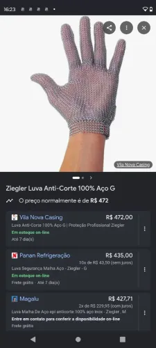 Luva de aço anticorte profissional