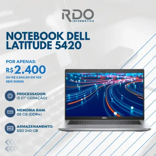 Notebook Dell Latitude 5420 i5 11ª Gen SSD 240GB | Alta performance! 