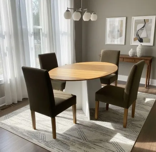 Mesa de jantar redonda em mdf com 4 cadeiras