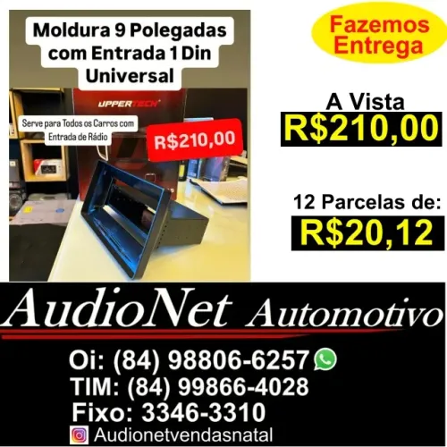 Moldura 9 Polegadas c/ Entrada 1 Din de Radio Universal para Multimidia tela 9 Mp5 Android