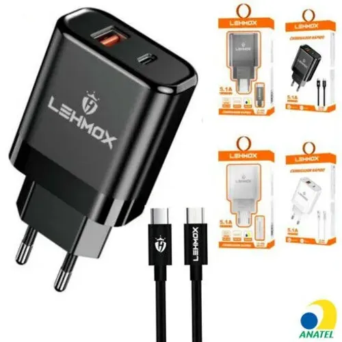 Carregador Rápido LEHMOX 5.1A com Cabo Lightning (iOS)