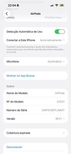 AirPods 2ª geração Apple Original - Usado