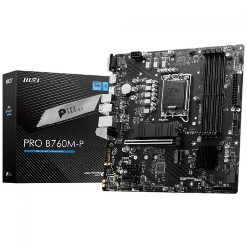 PLACA MAE MSI PRO B760M-P INTEL LGA 1700 MATX DDR5 VGA-HDMI-DP NOVA LACRADA!