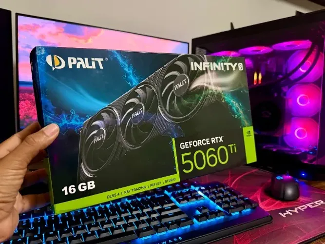 Placa de Vídeo Nvidia RTX-5060 Ti Palit Triple Fan 16gb DLSS 4.5