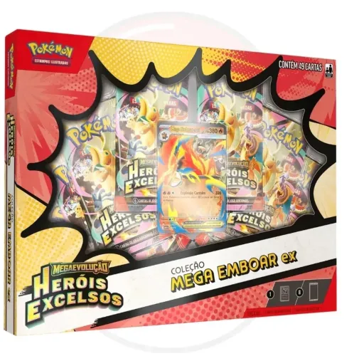 Cartas Pokémon TCG Coleção Mega Emboar ex c/49 Cards Copag