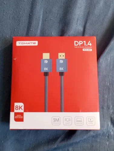 Cabo DisplayPort 8k 4k Hdr, Reforçado; 3 metros de comprimento