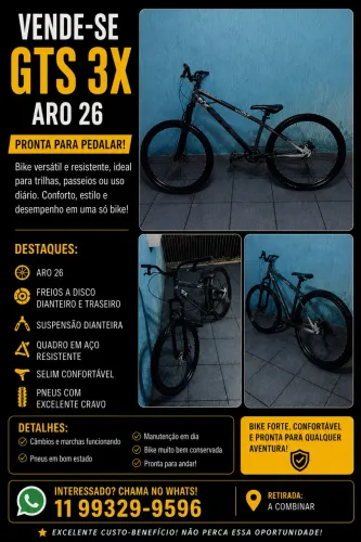 Bike GTS 3X Aro 26 Conservada - Ótimo Custo-Benefício