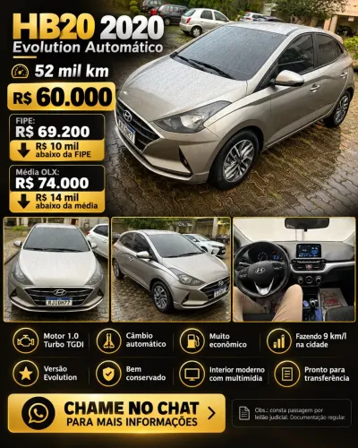 Hyundai HB20 Evolution 1.0 TB Flex 12V AUT 2020