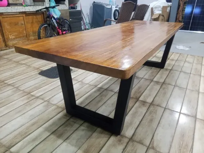 mesa base industrial tampo madeira maciça a partir de 1.500,00 a vista