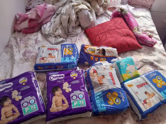 Fraldas P cremer, turma da Mônica, pompom, basic care