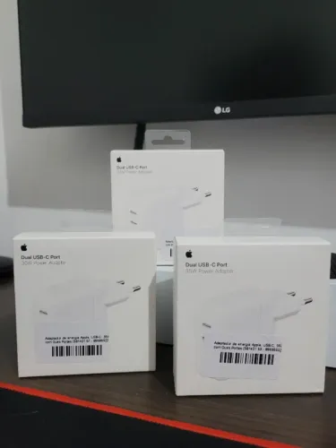 Carregador iPhone, iPad, MacBook, Apple Watch, AirPods, Apple 35W - USB-C- Duas Portas