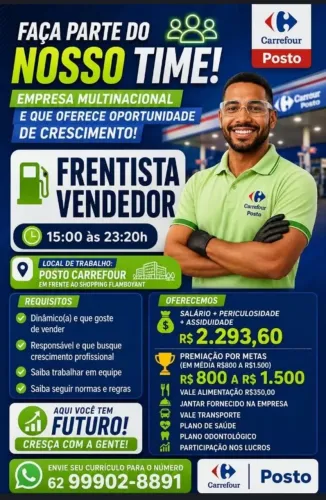 FRENTISTA VENDEDOR - 15H AS 23H20
