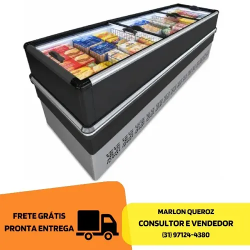 Ilha de Congelados 3M Vidro Reto Preta Polar