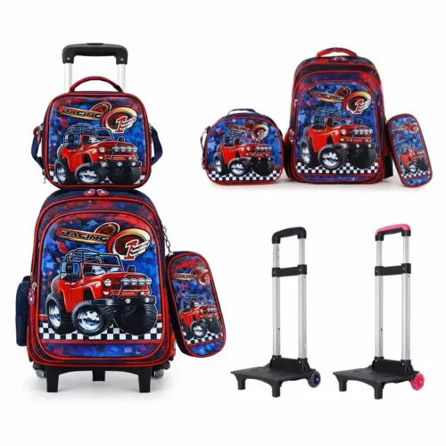 Mochila Escolar Infantil com Rodinhas + Carrinho + Lancheira + Estojo - Diversas Opções  