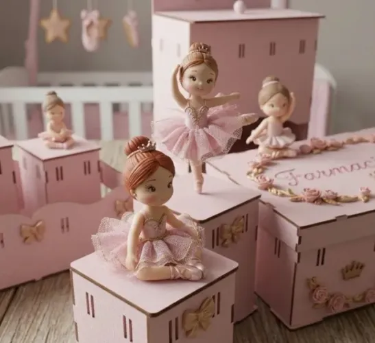 KIT HIGIENE BEBÊ MDF - TEMA BAILARINAS