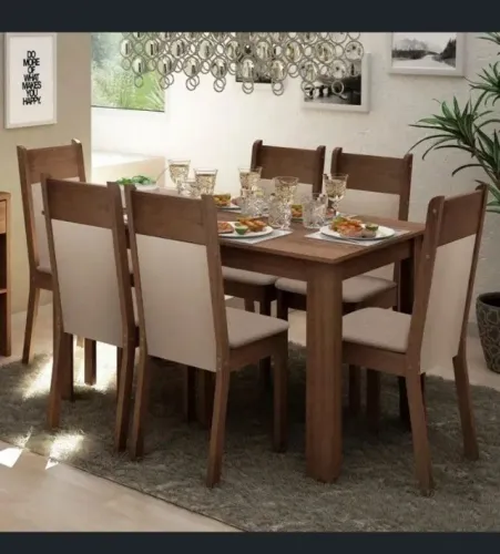 VENDO CONJUNTO DE SALA DE JANTAR MESA TAMPO DE MADEIRA XOM 6 CADEIRAS