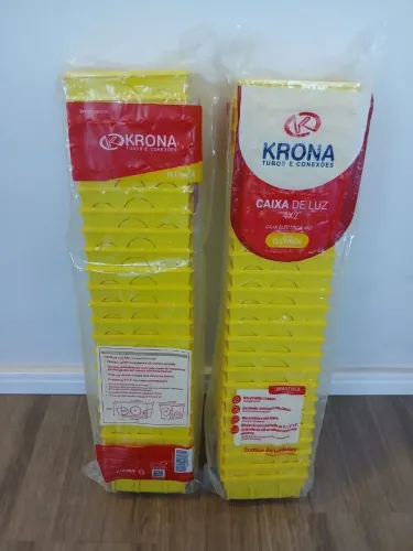 Caixa pvc 2x4" amarela Krona embalagem com 24 peças