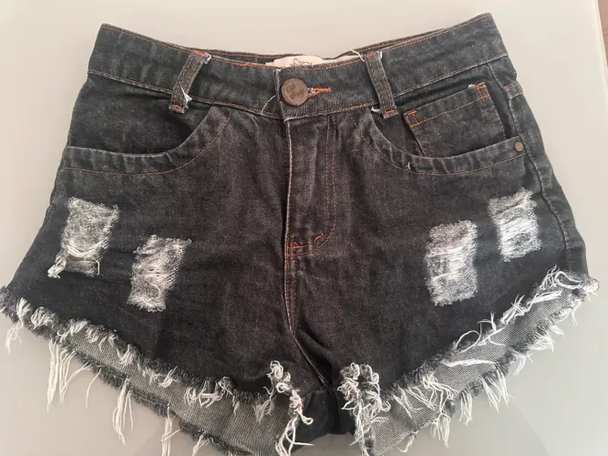 Short Jeans Preto Destroyed Feminino | Tam. 40