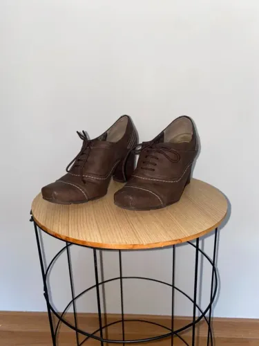 Sapato Oxford Marrom Piccadilly Salto Bloco