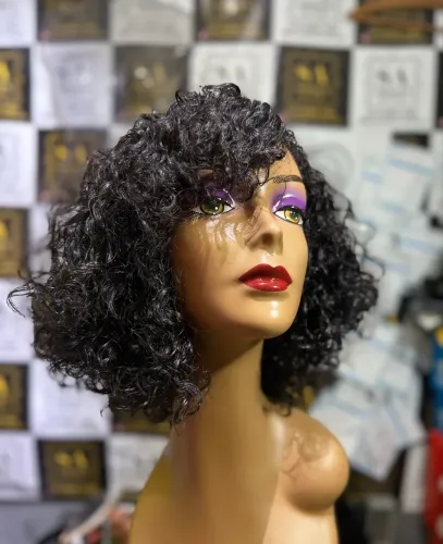 WIG CABELO HUMANO cachos com franjas