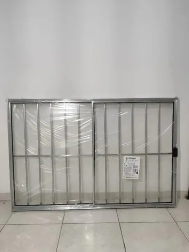 JANELA DE ALUMÍNIO VITRO 2 FOLHAS - COM GRADE - 1,00 x 1,50 - BRILHANTE