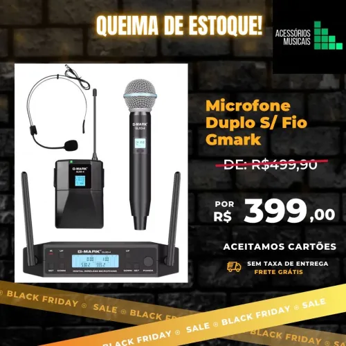 Microfone Duplo Labial e De Mão Sem Fio 2x1