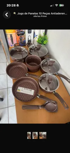 Jogo de panela antiaderente 7 panelas 3 utensílios 